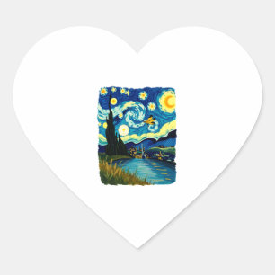 Dragonfly Starry Night (3) Heart Sticker