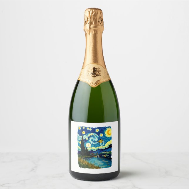 Dragonfly Starry Night (3) Sparkling Wine Label (Front)