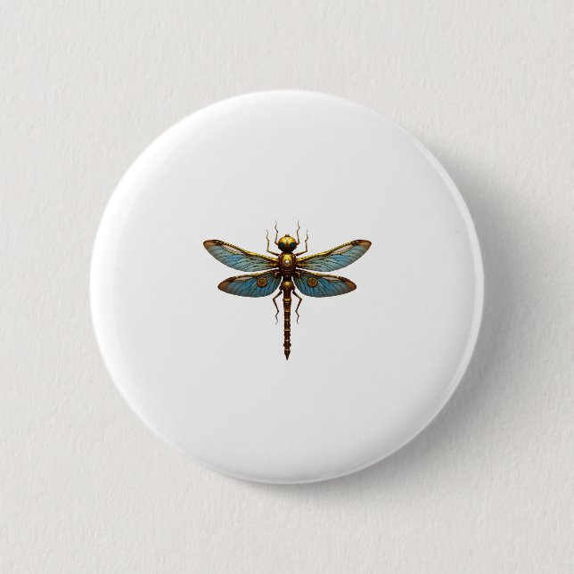 Dragonfly Steam Punk Insect Art Engineer Steampunk 6 Cm Round Badge (Front)