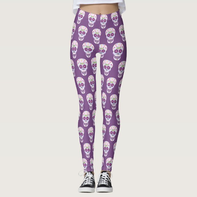 Dragonfly Sugar Skull Leggings (Front)