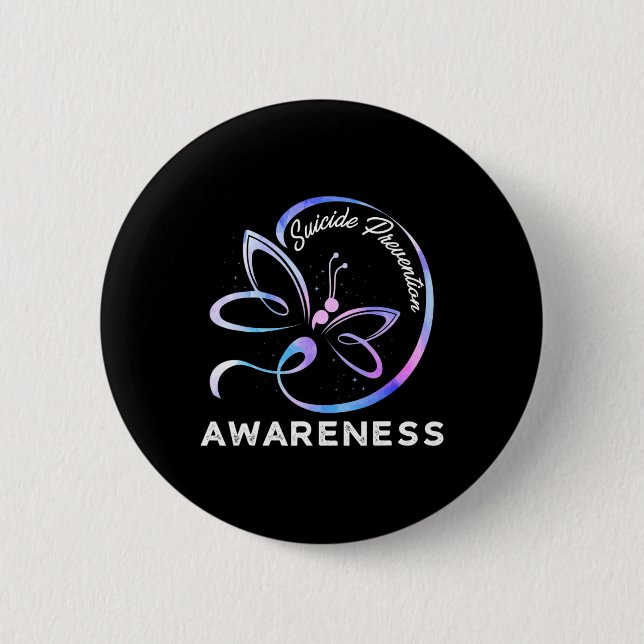 Dragonfly Suicide Prevention Awareness Pink And Te 6 Cm Round Badge (Front)