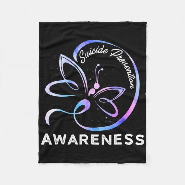 Dragonfly Suicide Prevention Awareness Pink And Te Fleece Blanket (Front)