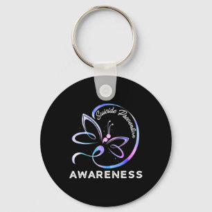 Dragonfly Suicide Prevention Awareness Pink And Te Key Ring