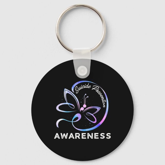 Dragonfly Suicide Prevention Awareness Pink And Te Key Ring (Front)