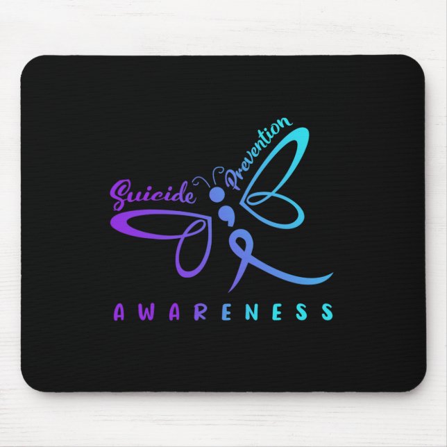 Dragonfly Suicide Prevention Awareness Pink And Te Mouse Pad (Front)