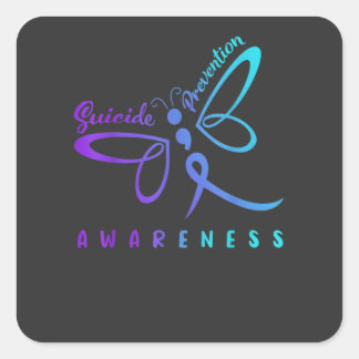 Dragonfly Suicide Prevention Awareness T-Shirt Square Sticker