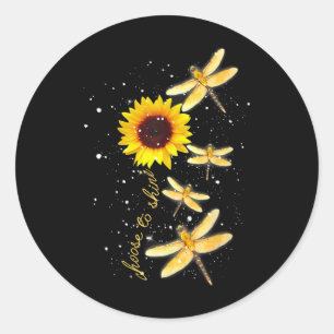 Dragonfly Sunflower Teacher Growth Mindset Choose  Classic Round Sticker