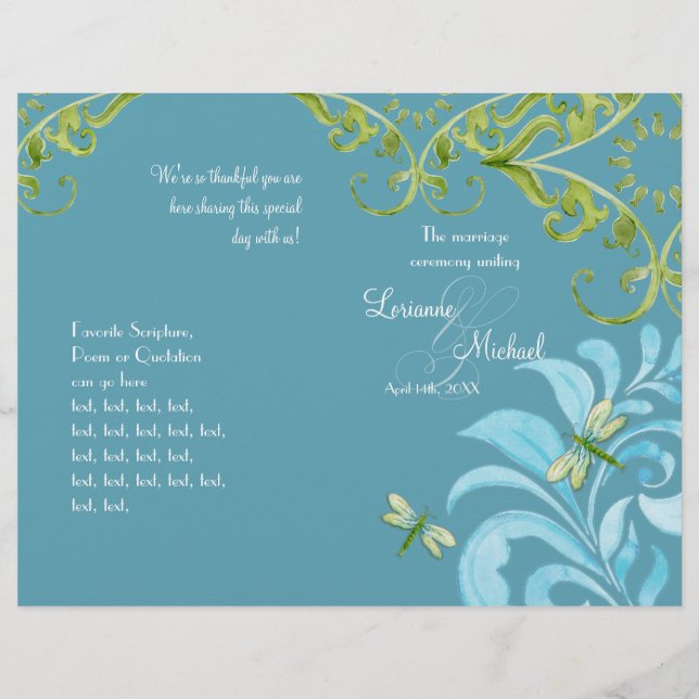 Dragonfly Swirls Scroll Chic Modern Floral Invite (Front)