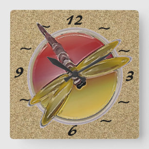 Dragonfly Symbol (textured background) Wall Clock