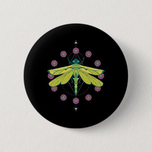Dragonfly Symbols Magic Mandala Insect 6 Cm Round Badge