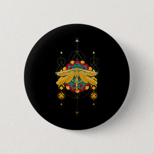 Dragonfly Symbols Mandala Insect Magic 6 Cm Round Badge