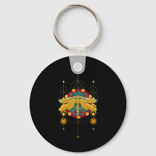 Dragonfly Symbols Mandala Insect Magic  Key Ring (Front)