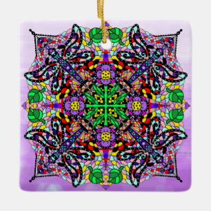 Dragonfly Themed Mandala Colourful Zen Ceramic Ornament