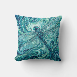 Dragonfly Throw Pillow – Ocean Blue Melt
