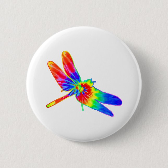 Dragonfly Tie Dye Rainbow 6 Cm Round Badge (Front)