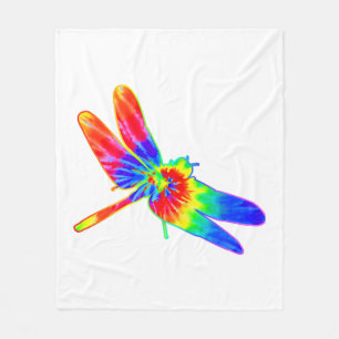 Dragonfly Tie Dye Rainbow Fleece Blanket