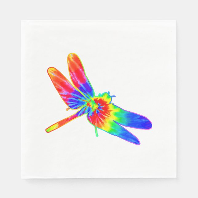Dragonfly Tie Dye Rainbow Napkin (Front)