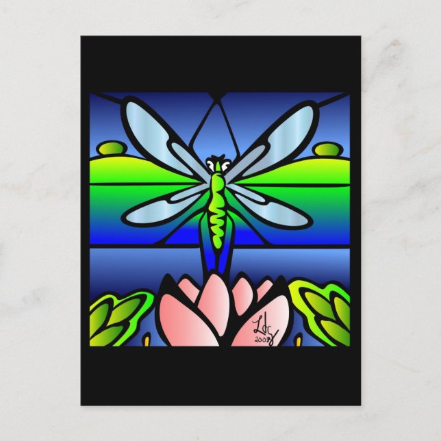 Dragonfly Tiffany Style Postcard (Front)