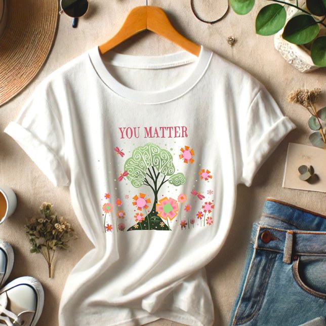 Dragonfly Tree You Matter Pink Green  Inspirivity Tri-Blend Shirt (Creator Uploaded)