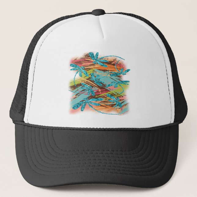 Dragonfly Turquoise Splash Trucker Hat (Front)