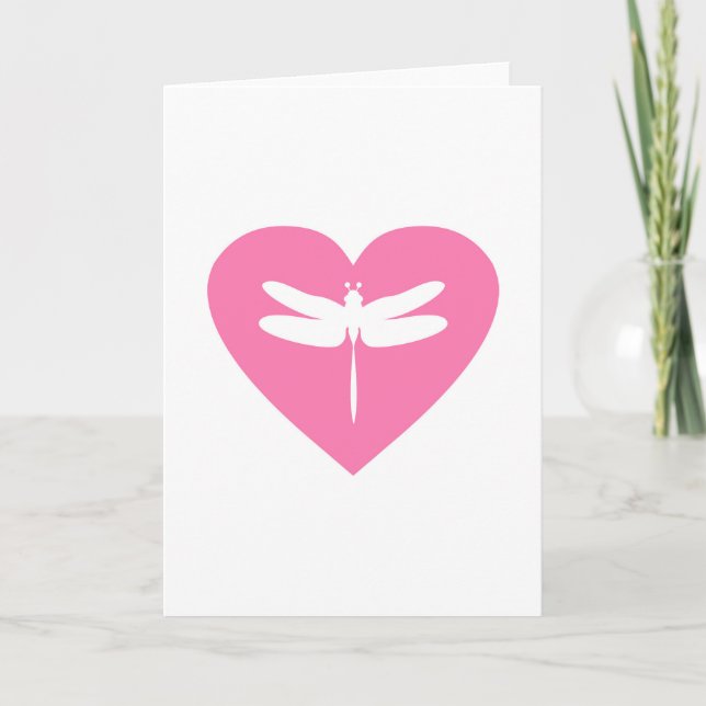 Dragonfly Valentine Heart Holiday Card (Front)