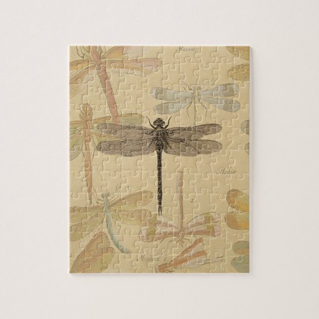 Dragonfly Vintage Antique Classic Nature Jigsaw Puzzle (Vertical)