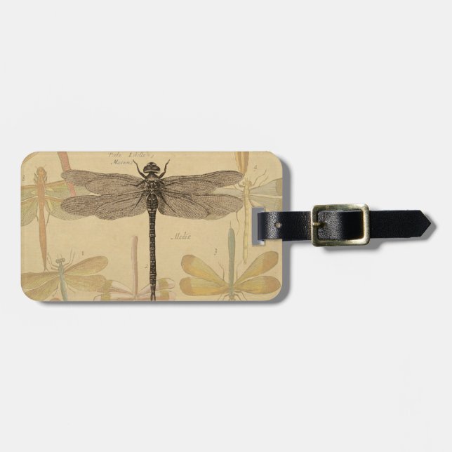 Dragonfly Vintage Antique Classic Nature Luggage Tag (Front Horizontal)