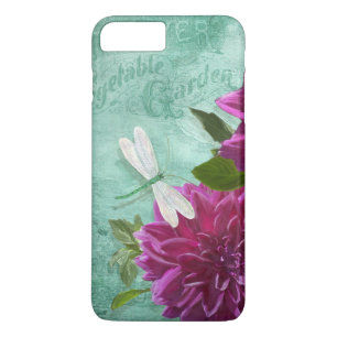 Dragonfly w Purple Dinner Plate Dahlia Flowers Case-Mate iPhone Case