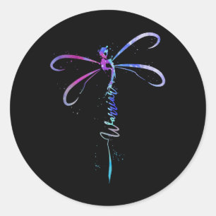 Dragonfly Warrior Semicolon Suicide Prevention Awa Classic Round Sticker