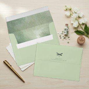 Dragonfly Watercolor Light Sage ID1310 Envelope