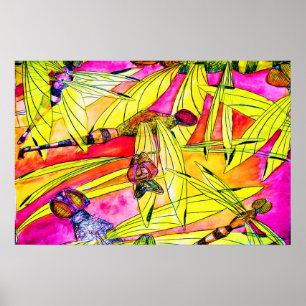 Dragonfly watercolor painting poster