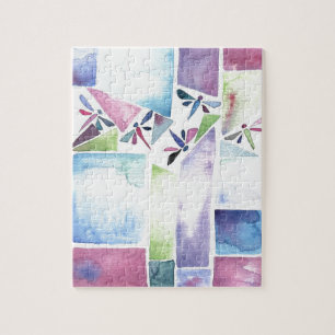 Dragonfly Watercolor Pastel Jigsaw Puzzle