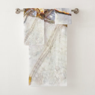 Dragonfly Watercolor Pastel White Background Bath Towel Set