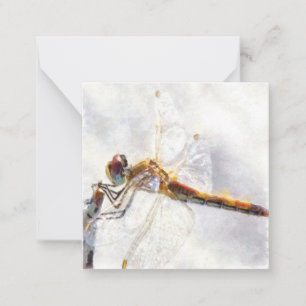 Dragonfly Watercolor Pastel White Background Card