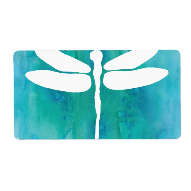 Dragonfly Watercolor White Aqua Blue Dragonflies (Front)
