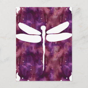 Dragonfly Watercolor White Purple Red Dragonflies Postcard