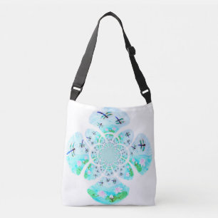 Dragonfly Waterlily Flowers Floral Nature Crossbody Bag