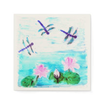 Dragonfly Waterlily Pond Painting