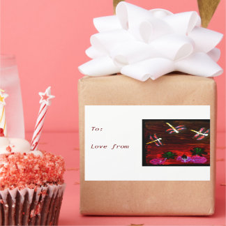 Dragonfly Waterlily Pond Rectangular Sticker