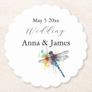 Dragonfly Wedding, custom Paper Coaster