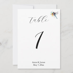 Dragonfly Wedding, custom table number
