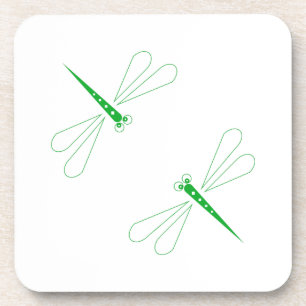 Dragonfly - White Hard Plastic coasters - set of 6