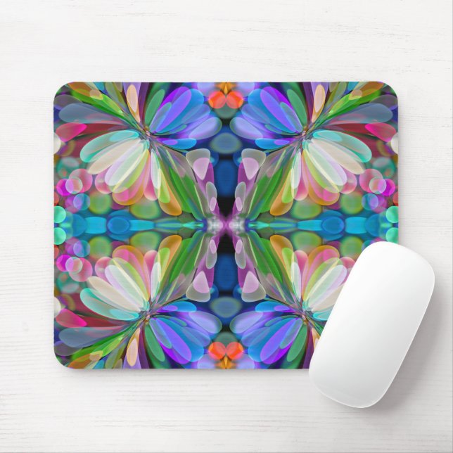 Dragonfly Wildflower Garden Abstract Floral Mouse Pad (With Mouse)