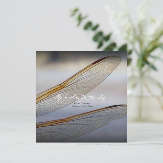 Dragonfly Wings Macro with Shakespeare Quote  Card (Standing Front)