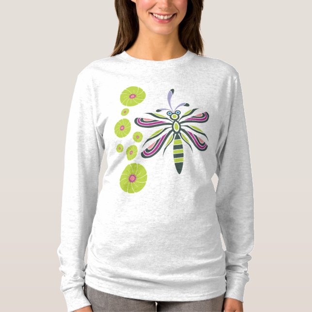 Dragonfly with Flowers T-Shirt (Front)