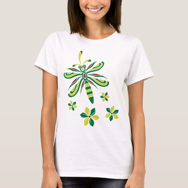 Dragonfly with Flowers T-shirt V2 (Front)