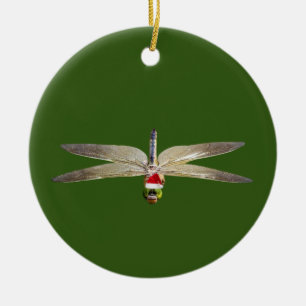 Dragonfly With Hat Lights Christmas Ceramic Tree Decoration