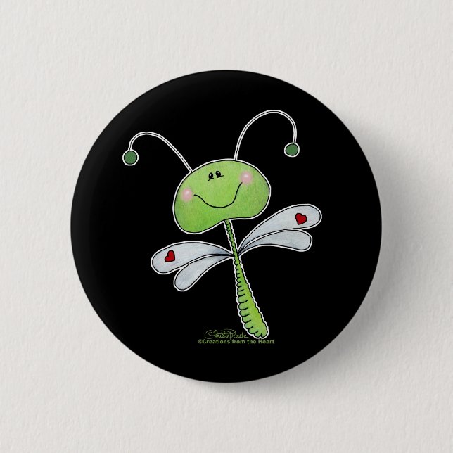 Dragonfly with Hearts 6 Cm Round Badge (Front)