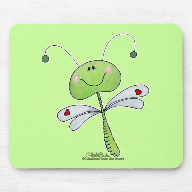 Dragonfly with Hearts Mouse Pad (Front)