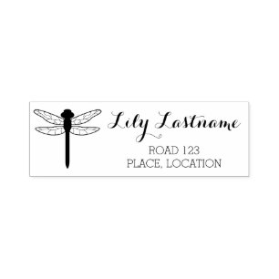 Dragonfly With Name And Address Info Self-inking Stamp